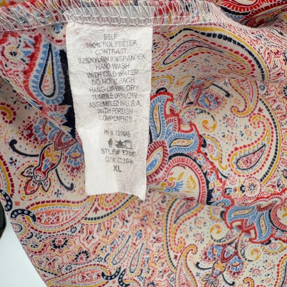 Bella D Womens Open Front Short Sleeve Kimono Cardigan Paisley Lace Trim ‎ XL